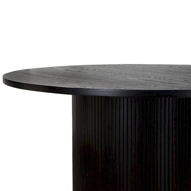 Mesa de comedor redonda de roble, madera maciza, 4-6 plazas
