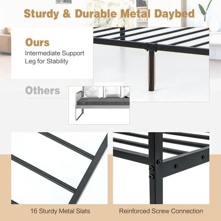 Marco de diván doble de metal negro - Sofá y cama, con capacidad para 1 persona