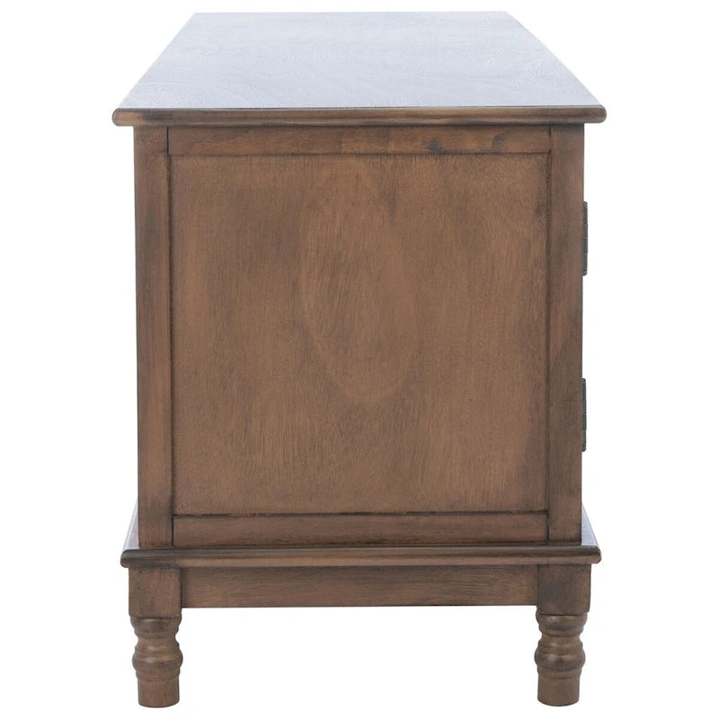 Mueble TV / Media con 2 puertas, 2 estantes, en Marrón / Negro / Blanco envejecido / Greige