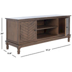 Mueble TV / Media con 2 puertas, 2 estantes, en Marrón / Negro / Blanco envejecido / Greige