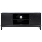 Mueble TV / Media con 2 puertas, 2 estantes, en Marrón / Negro / Blanco envejecido / Greige