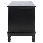 Mueble TV / Media con 2 puertas, 2 estantes, en Marrón / Negro / Blanco envejecido / Greige