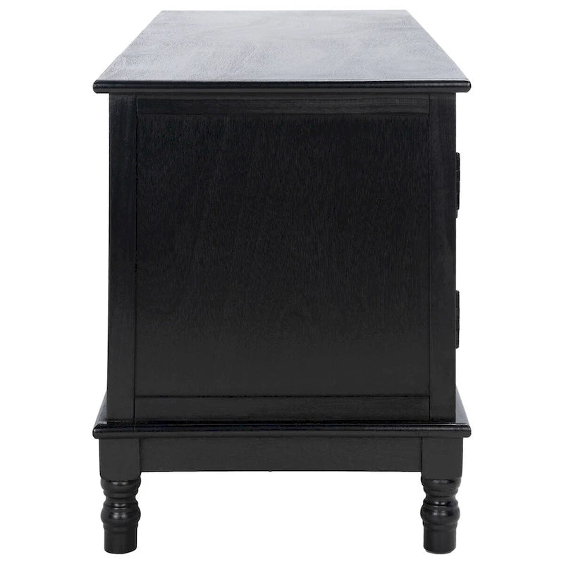 Mueble TV / Media con 2 puertas, 2 estantes, en Marrón / Negro / Blanco envejecido / Greige