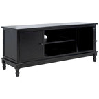 Mueble TV / Media con 2 puertas, 2 estantes, en Marrón / Negro / Blanco envejecido / Greige