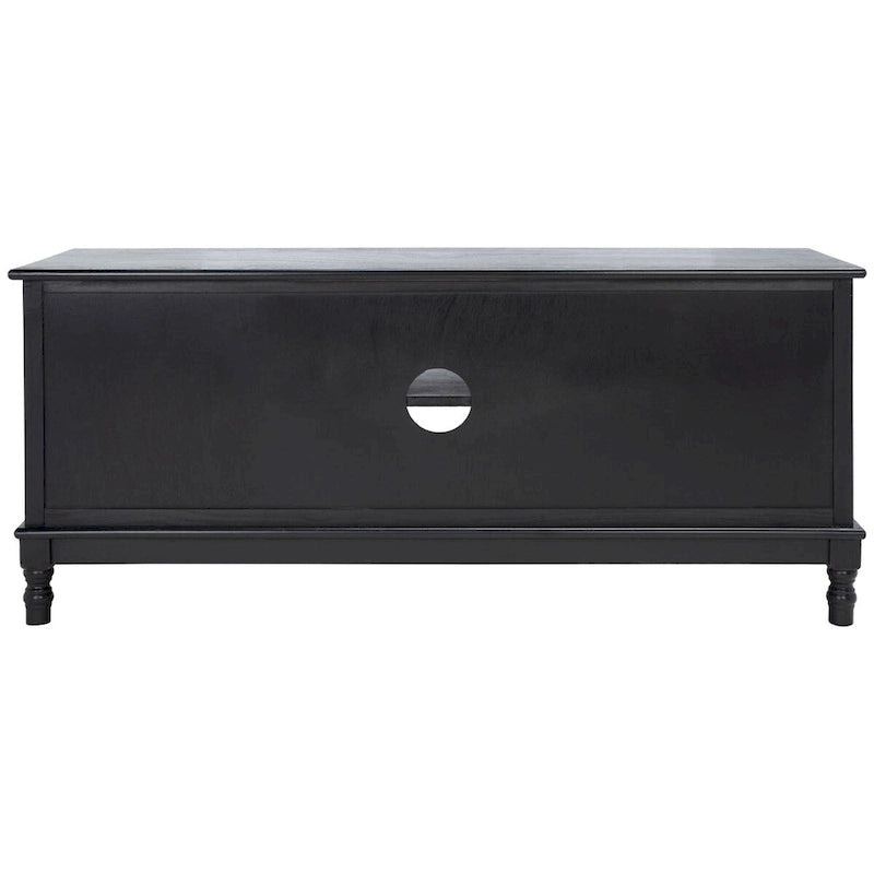 Mueble TV / Media con 2 puertas, 2 estantes, en Marrón / Negro / Blanco envejecido / Greige