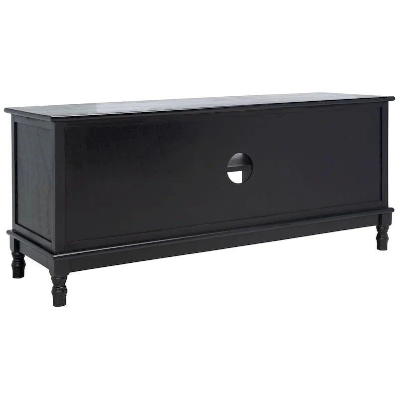 Mueble TV / Media con 2 puertas, 2 estantes, en Marrón / Negro / Blanco envejecido / Greige