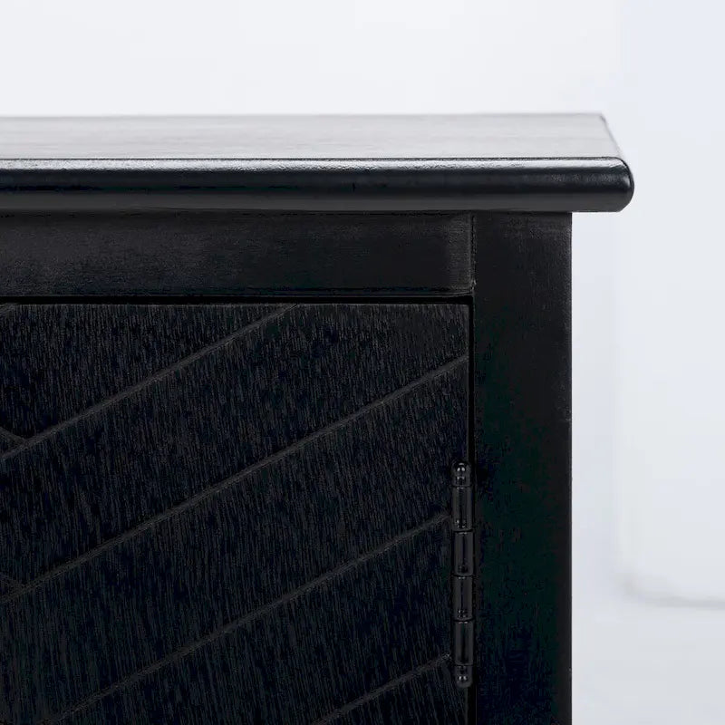 Mueble TV / Media con 2 puertas, 2 estantes, en Marrón / Negro / Blanco envejecido / Greige