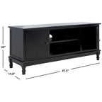 Mueble TV / Media con 2 puertas, 2 estantes, en Marrón / Negro / Blanco envejecido / Greige