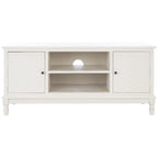Mueble TV / Media con 2 puertas, 2 estantes, en Marrón / Negro / Blanco envejecido / Greige