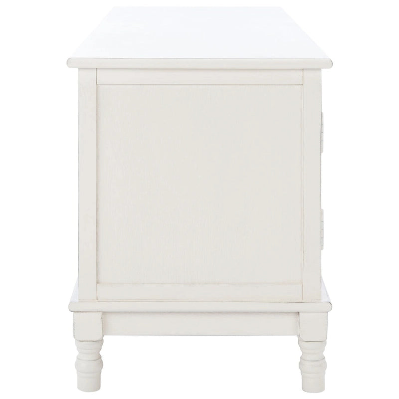 Mueble TV / Media con 2 puertas, 2 estantes, en Marrón / Negro / Blanco envejecido / Greige