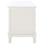 Mueble TV / Media con 2 puertas, 2 estantes, en Marrón / Negro / Blanco envejecido / Greige