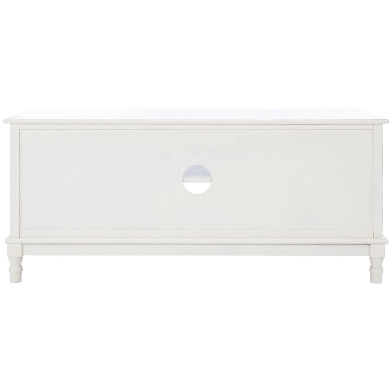 Mueble TV / Media con 2 puertas, 2 estantes, en Marrón / Negro / Blanco envejecido / Greige
