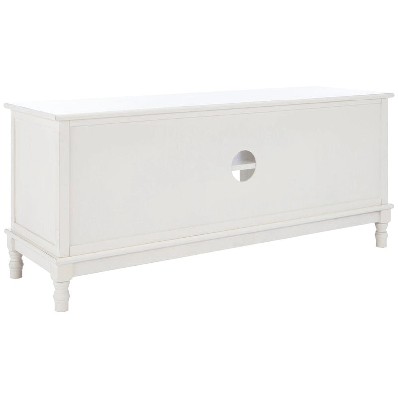 Mueble TV / Media con 2 puertas, 2 estantes, en Marrón / Negro / Blanco envejecido / Greige