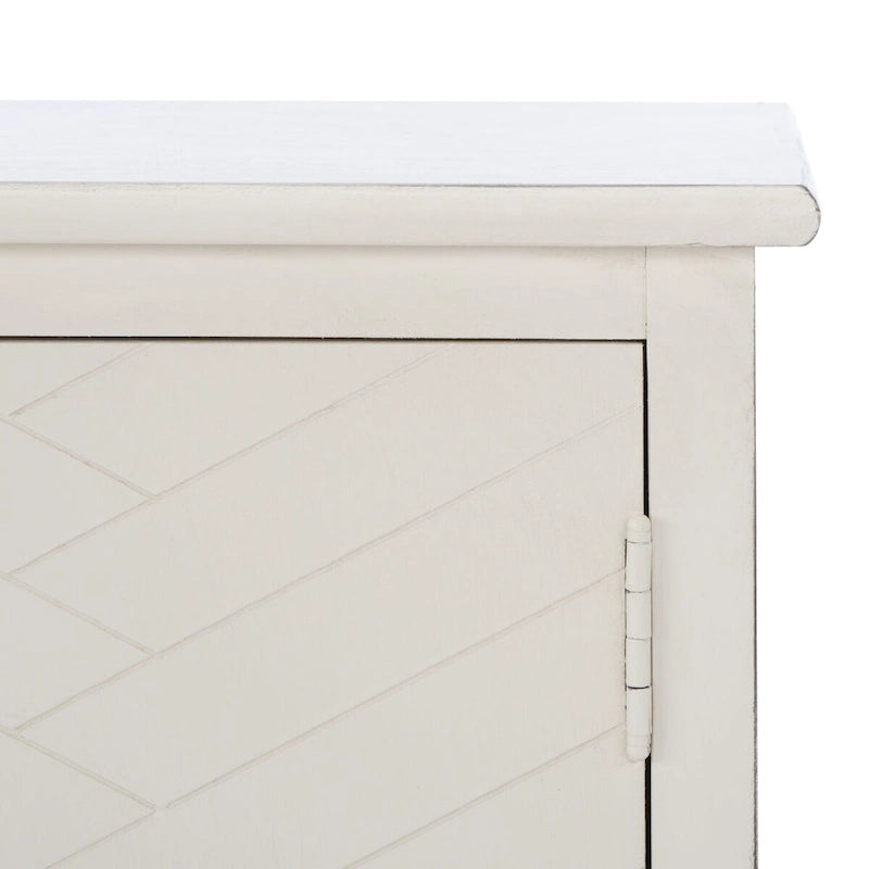 Mueble TV / Media con 2 puertas, 2 estantes, en Marrón / Negro / Blanco envejecido / Greige