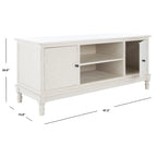 Mueble TV / Media con 2 puertas, 2 estantes, en Marrón / Negro / Blanco envejecido / Greige