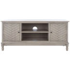 Mueble TV / Media con 2 puertas, 2 estantes, en Marrón / Negro / Blanco envejecido / Greige