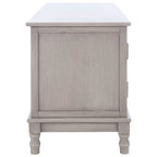 Mueble TV / Media con 2 puertas, 2 estantes, en Marrón / Negro / Blanco envejecido / Greige