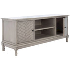 Mueble TV / Media con 2 puertas, 2 estantes, en Marrón / Negro / Blanco envejecido / Greige