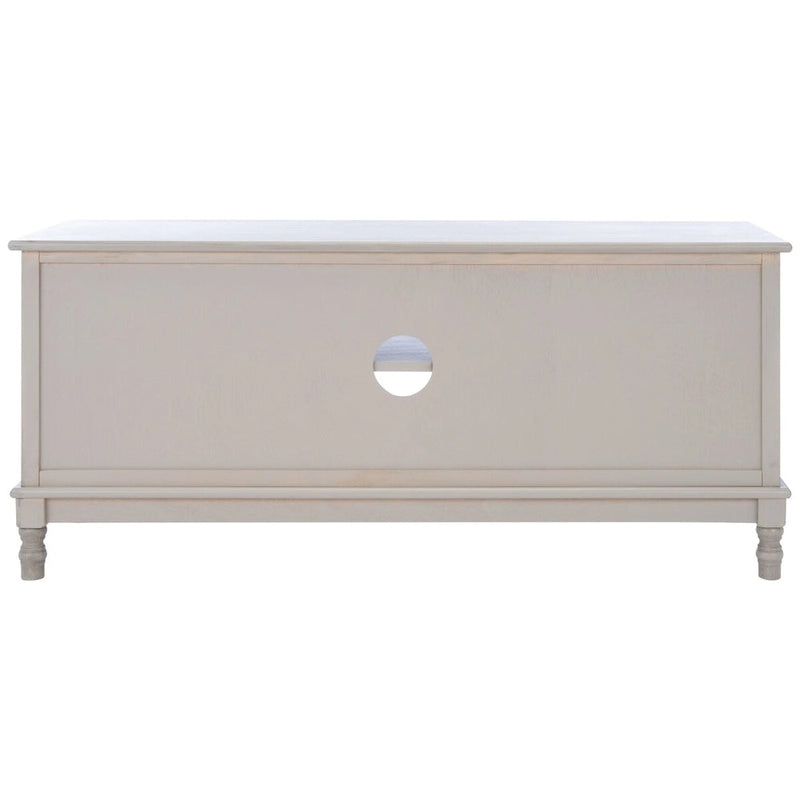 Mueble TV / Media con 2 puertas, 2 estantes, en Marrón / Negro / Blanco envejecido / Greige
