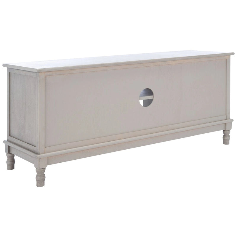 Mueble TV / Media con 2 puertas, 2 estantes, en Marrón / Negro / Blanco envejecido / Greige