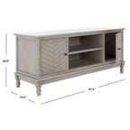 Mueble TV / Media con 2 puertas, 2 estantes, en Marrón / Negro / Blanco envejecido / Greige