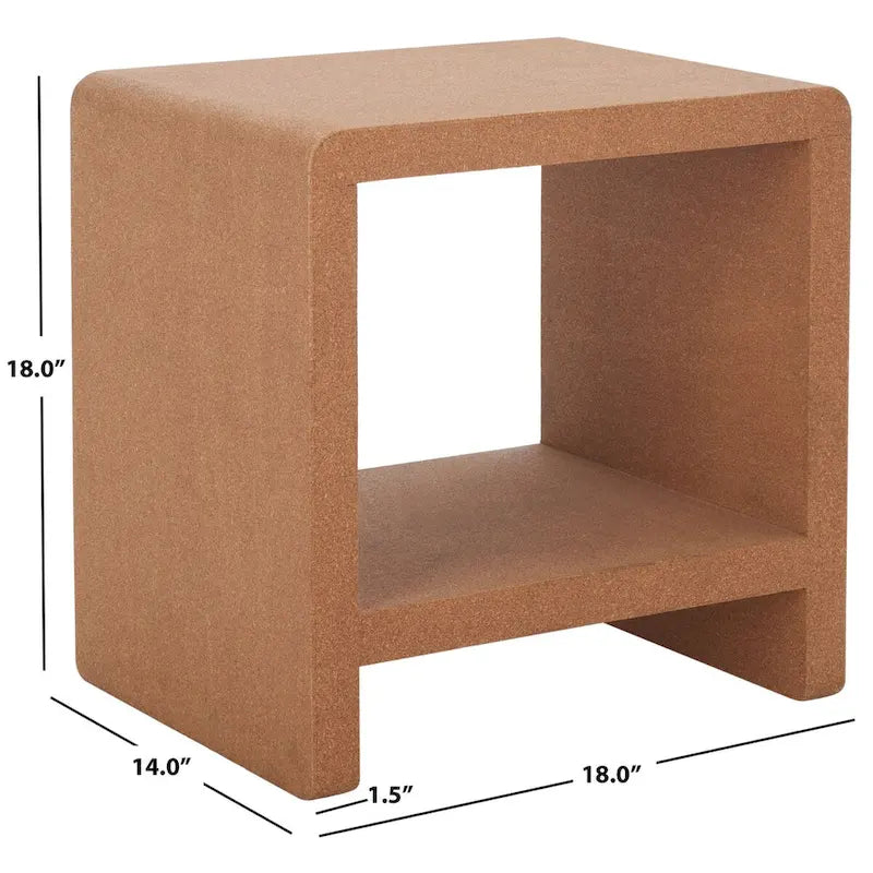 Mesa auxiliar de corcho en cascada, 1 persona, 45,7 cm An. x 35,6 cm Pr. x 45,7 cm Al.