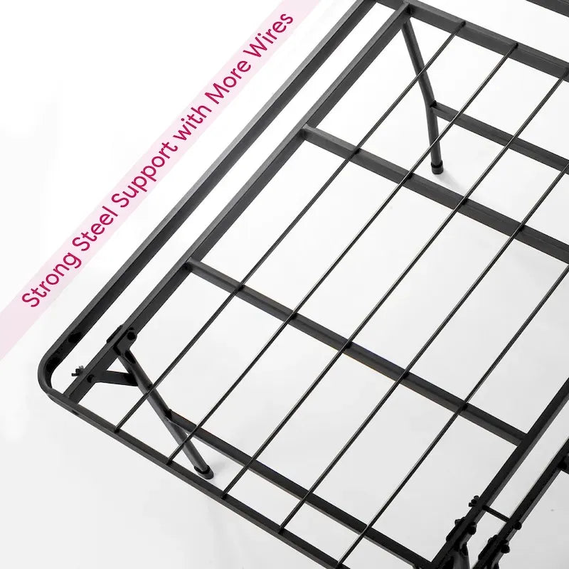 Base de cama de plataforma de metal negro, 45,7 cm de altura, individual/matrimonial/Queen/King, 1-2 personas