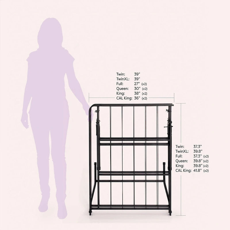 Base de cama de plataforma de metal negro, 45,7 cm de altura, individual/matrimonial/Queen/King, 1-2 personas