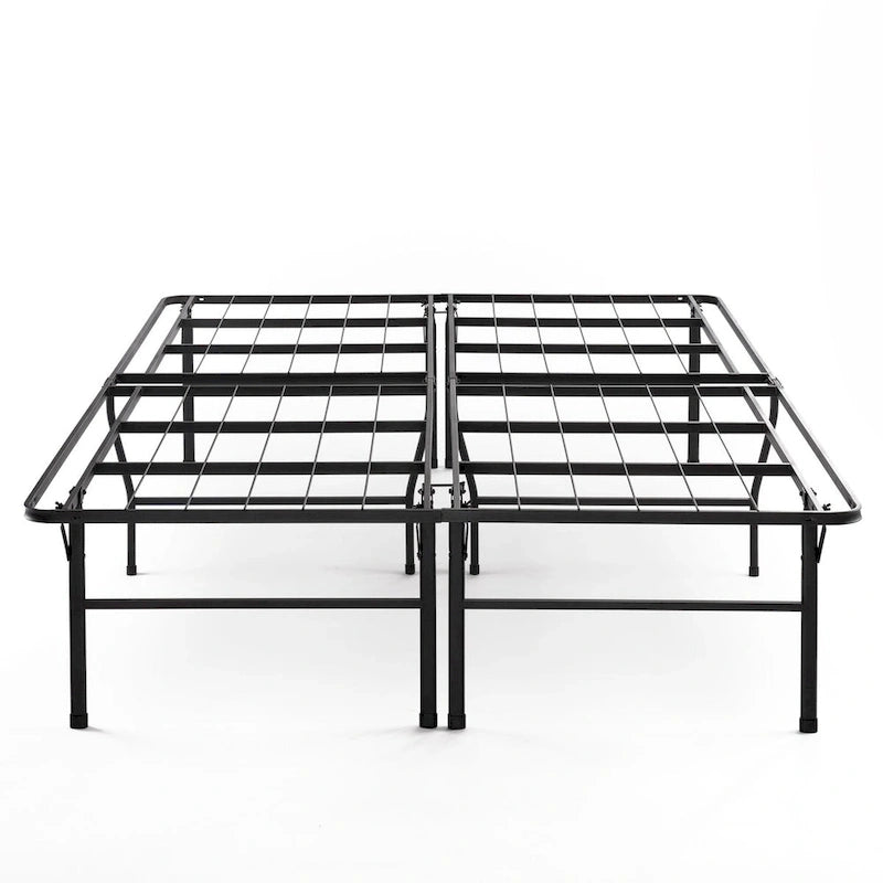 Base de cama de plataforma de metal negro, 45,7 cm de altura, individual/matrimonial/Queen/King, 1-2 personas