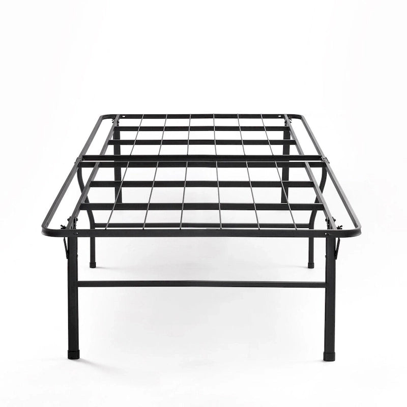Base de cama de plataforma de metal negro, 45,7 cm de altura, individual/matrimonial/Queen/King, 1-2 personas