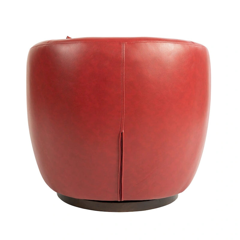 Sillón giratorio tipo barril con almacenaje en colores marrón, rojo y negro, asiento individual