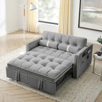 Sofá cama extraíble de terciopelo gris/beige/negro, 3 posiciones ajustables, 2 personas