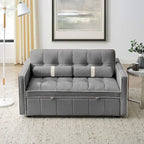 Sofá cama extraíble de terciopelo gris/beige/negro, 3 posiciones ajustables, 2 personas