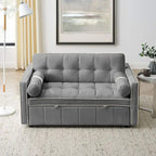 Sofá cama extraíble de terciopelo gris/beige/negro, 3 posiciones ajustables, 2 personas
