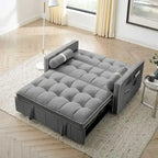 Sofá cama extraíble de terciopelo gris/beige/negro, 3 posiciones ajustables, 2 personas