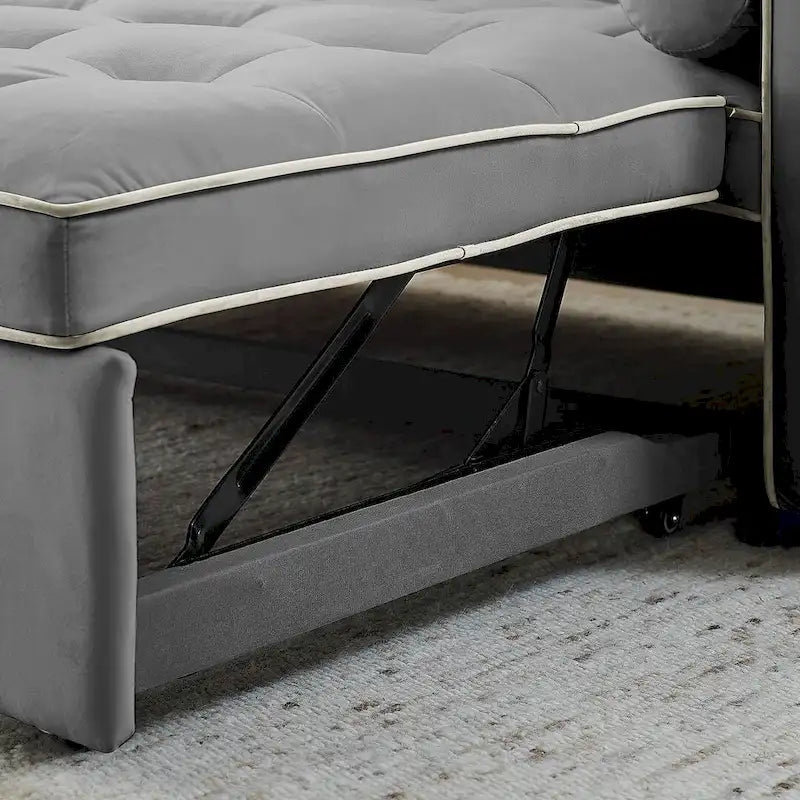 Sofá cama extraíble de terciopelo gris/beige/negro, 3 posiciones ajustables, 2 personas