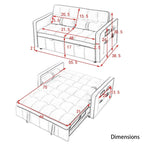 Sofá cama extraíble de terciopelo gris/beige/negro, 3 posiciones ajustables, 2 personas