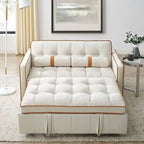 Sofá cama extraíble de terciopelo gris/beige/negro, 3 posiciones ajustables, 2 personas