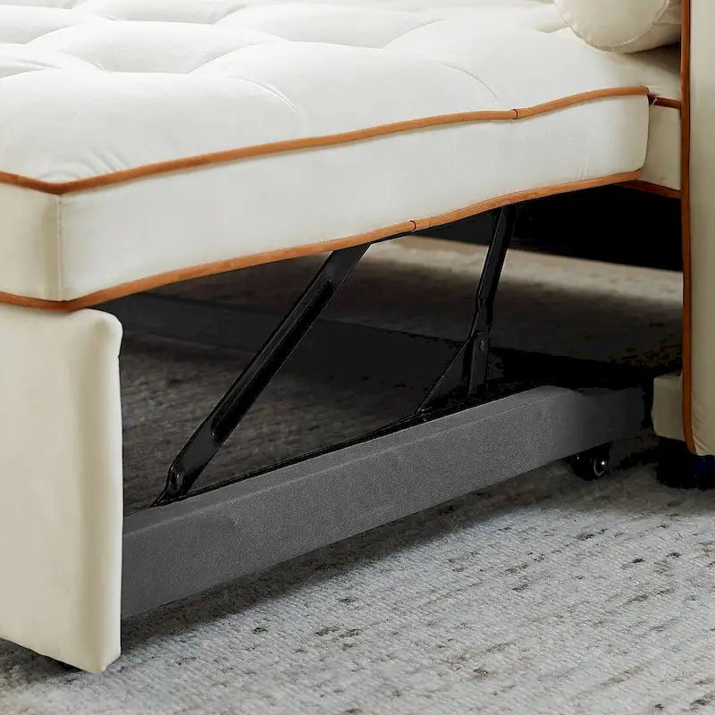 Sofá cama extraíble de terciopelo gris/beige/negro, 3 posiciones ajustables, 2 personas