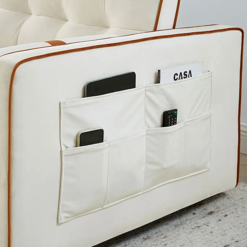 Sofá cama extraíble de terciopelo gris/beige/negro, 3 posiciones ajustables, 2 personas