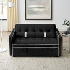 Sofá cama extraíble de terciopelo gris/beige/negro, 3 posiciones ajustables, 2 personas