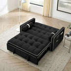Sofá cama extraíble de terciopelo gris/beige/negro, 3 posiciones ajustables, 2 personas