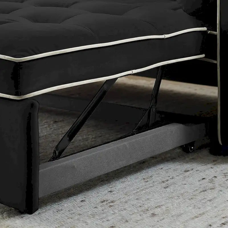 Sofá cama extraíble de terciopelo gris/beige/negro, 3 posiciones ajustables, 2 personas