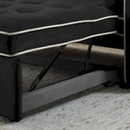Sofá cama extraíble de terciopelo gris/beige/negro, 3 posiciones ajustables, 2 personas