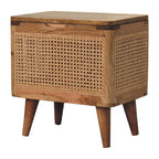 Taburete de almacenamiento con tapa de ratán tejido marrón, 1 asiento