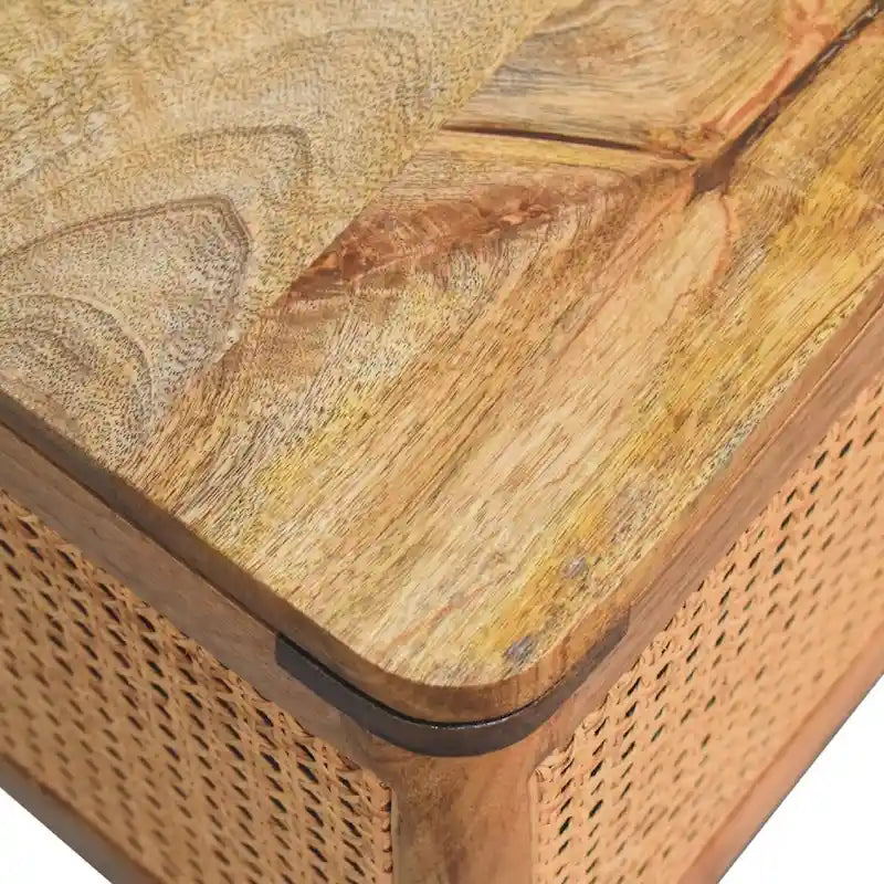 Taburete de almacenamiento con tapa de ratán tejido marrón, 1 asiento