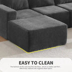 Sofá modular seccional en forma de U de 6 plazas, gris oscuro / azul marino / beige