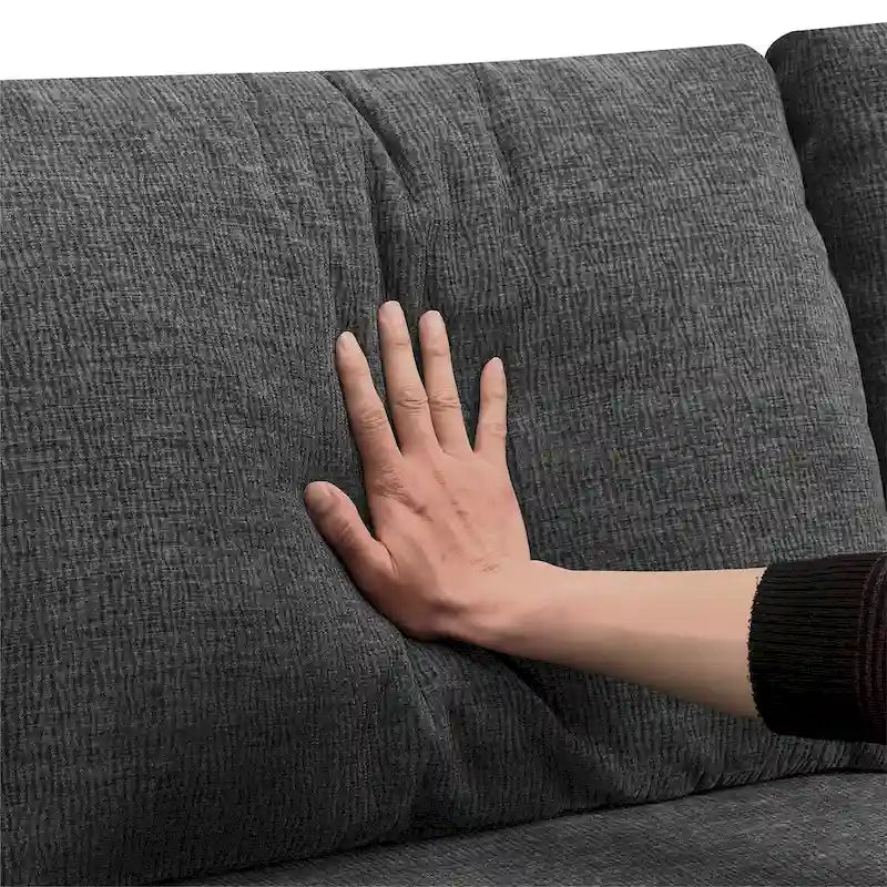 Sofá modular seccional en forma de U de 6 plazas, gris oscuro / azul marino / beige