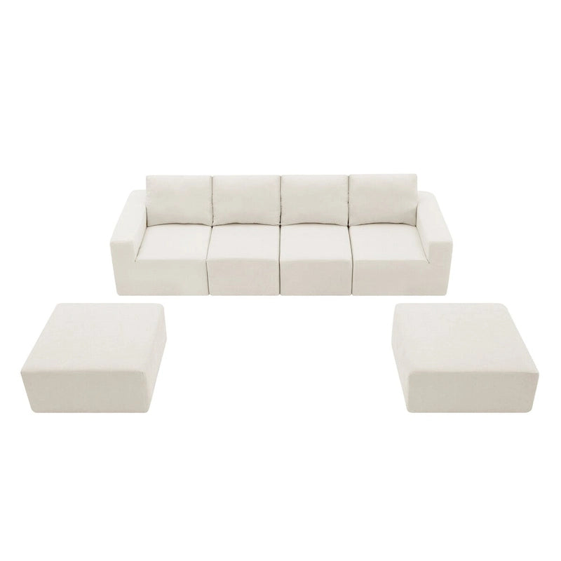 Sofá modular seccional en forma de U de 6 plazas, gris oscuro / azul marino / beige