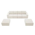 Sofá modular seccional en forma de U de 6 plazas, gris oscuro / azul marino / beige